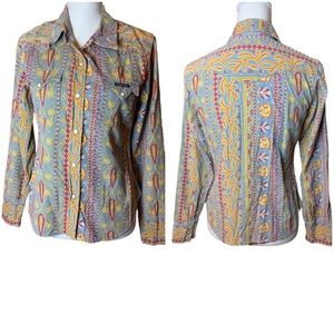Lucky Brand Corduroy Snap Front Western Paisley Shirt Medium